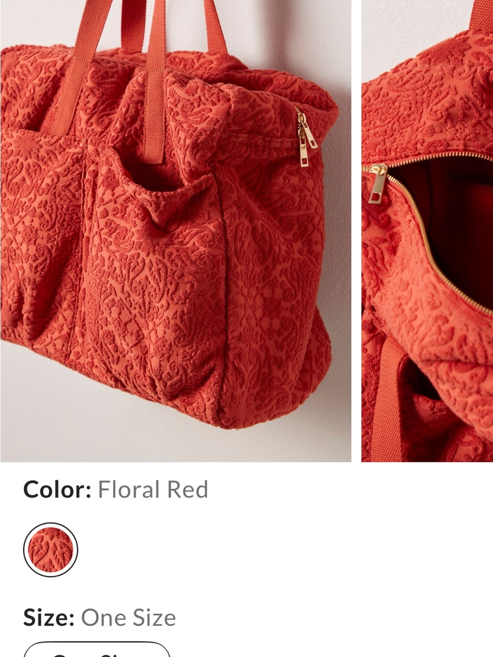 Free People Movement Tibby towel Weekender bag - Floral Red NWT - Picture 2 of 11